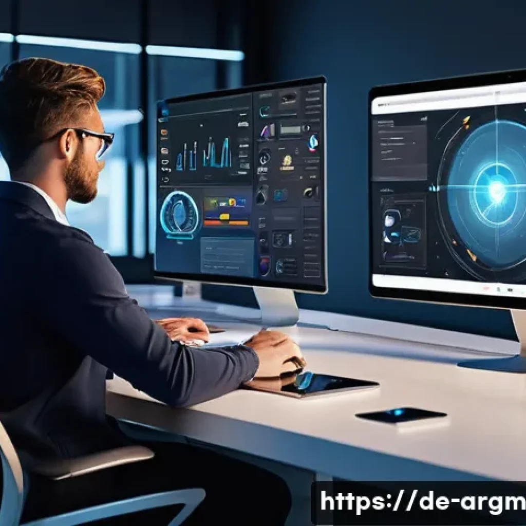 증강현실을 위한 콘텐츠 제작 플랫폼 비교 - A modern, sleek workspace scene featuring a diverse group of professionals collaborating on augmente...